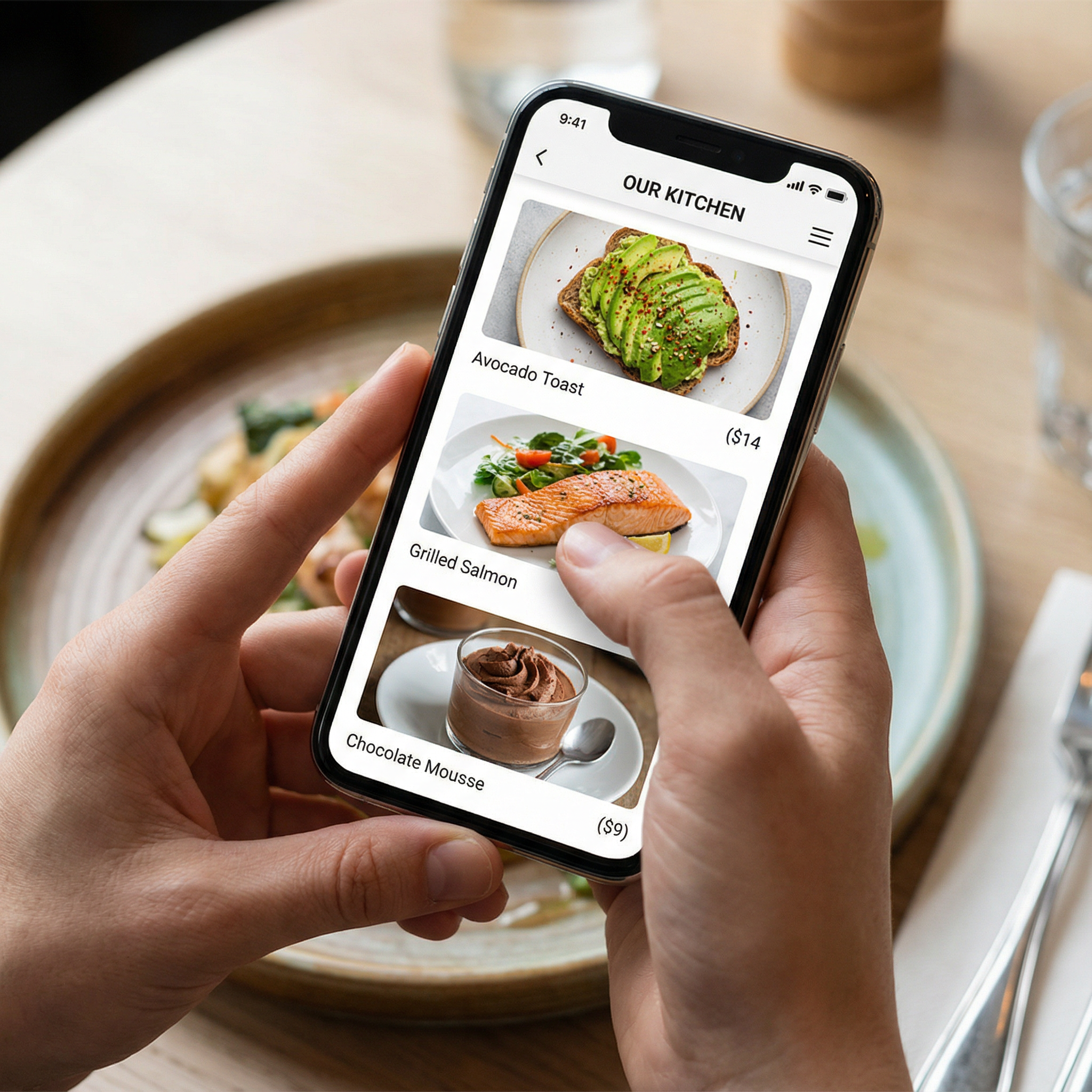Ejemplo de menú digital en móvil